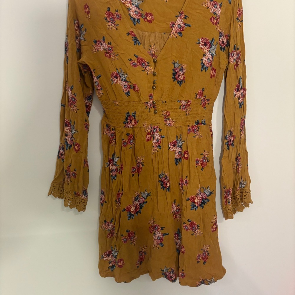 Xhilaration Floral Print Long‎ Sleeve Mini Dress Casual Boho Women's